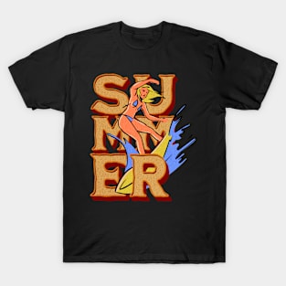 Retro Summer Surfer Girl T-Shirt